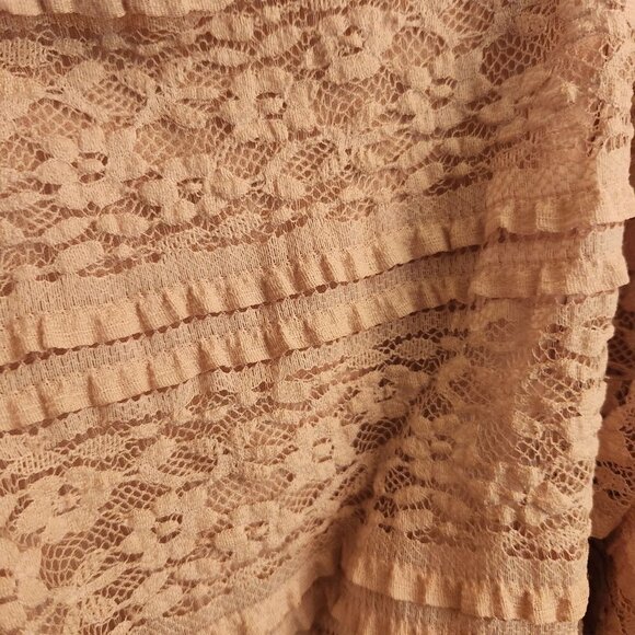 Cynthia Rowley Neutral Beige Stretch Lace Spaghetti Strap Maxi Dress Size 14 - Picture 3 of 6